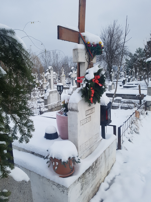 Văduva i-a împodobit mormântul milionarului Vasile Turcu înainte de Crăciun!