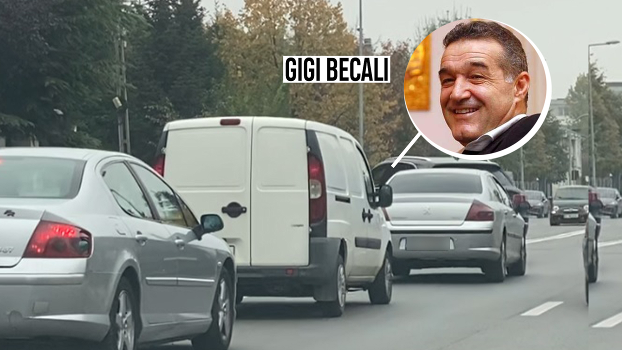 Gigi Becali a virat la stânga peste linia dublă continuă