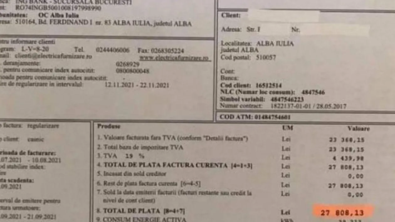 Suma colosală pe care a plătit-o o femeie la energie electrică. Prețul total, cât o mașină second-hand. Când a venit factura a înlemnit