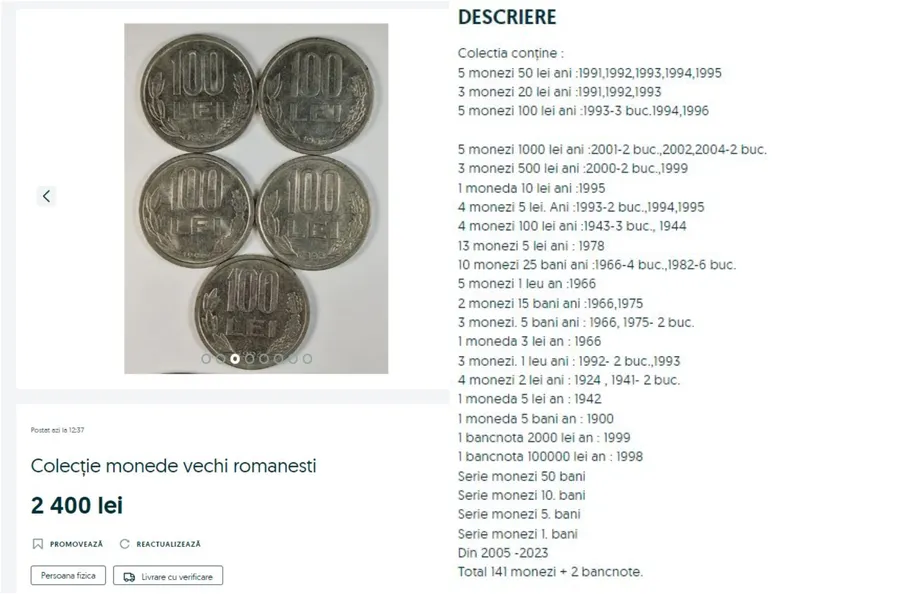 Utilizatorul oferă către vânzare această colecție la prețul de 2.400 de lei / sursă foto: Olx