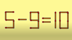 Test IQ cu chibrituri | Mutați un singur băț, pentru a corecta 5 - 9 = 10