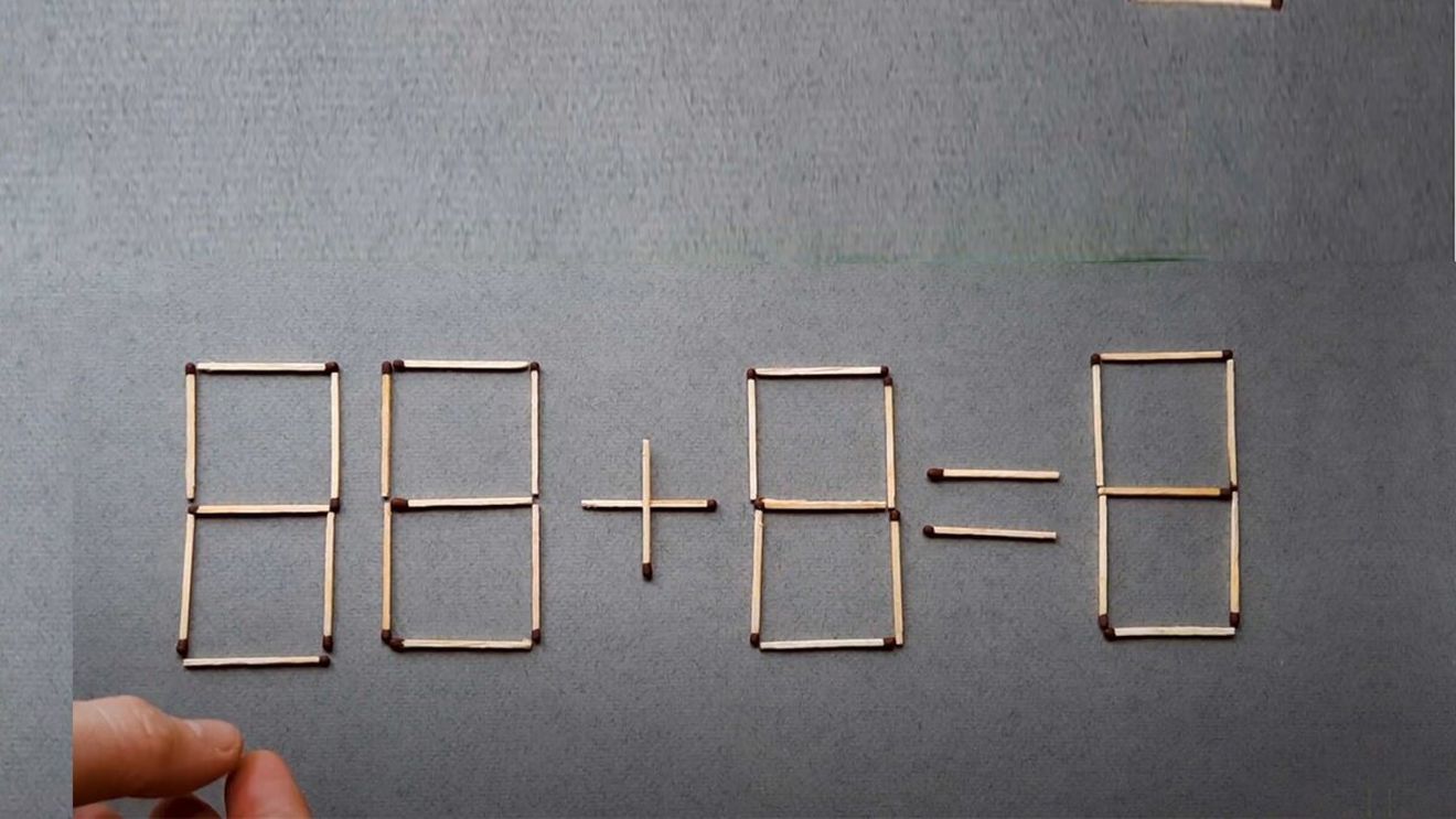 Test de inteligență | Mutați 2 chibrituri pentru a corecta egalitatea: 88+8=8