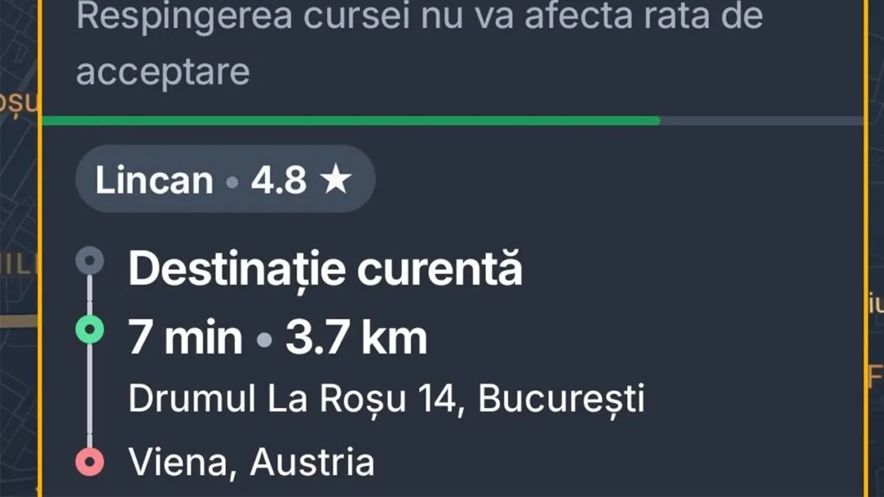 Sâmbătă noapte, în timpul Eurovision din Austria, un român a comandat o cursă Bolt, din București în Viena. Câți bani a plătit