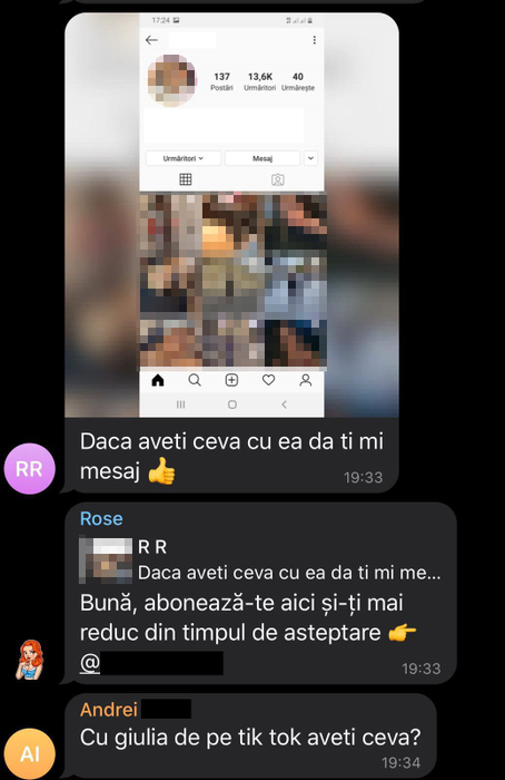 O mică parte din conținutul grupului de pe ”Telegram”