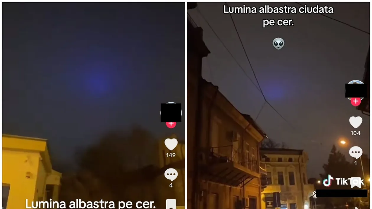 Fenomen straniu pe cerul din București, noaptea trecută. O lumină albastră bizară i-a speriat pe oameni