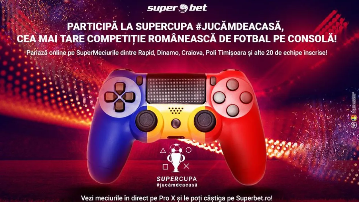 Start în SuperCupa #jucămdeacasă! Pariază la Superbet pe Specialele din acest turneu și pe confruntările din faza grupelor!