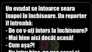 BANC | Un evadat se întoarce seara înapoi în închisoare