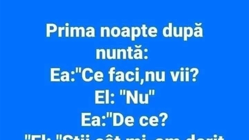 BANC | Prima noapte după nuntă
