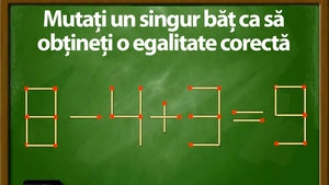 TEST IQ | Mutați un singur chibrit pentru a transforma "8-4+3=9" într-o egalitate