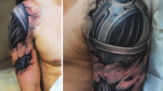 Schelete bionice si carne sfasiata! Tatuaje socant de realiste: ti-ai face asa ceva pe piele?
