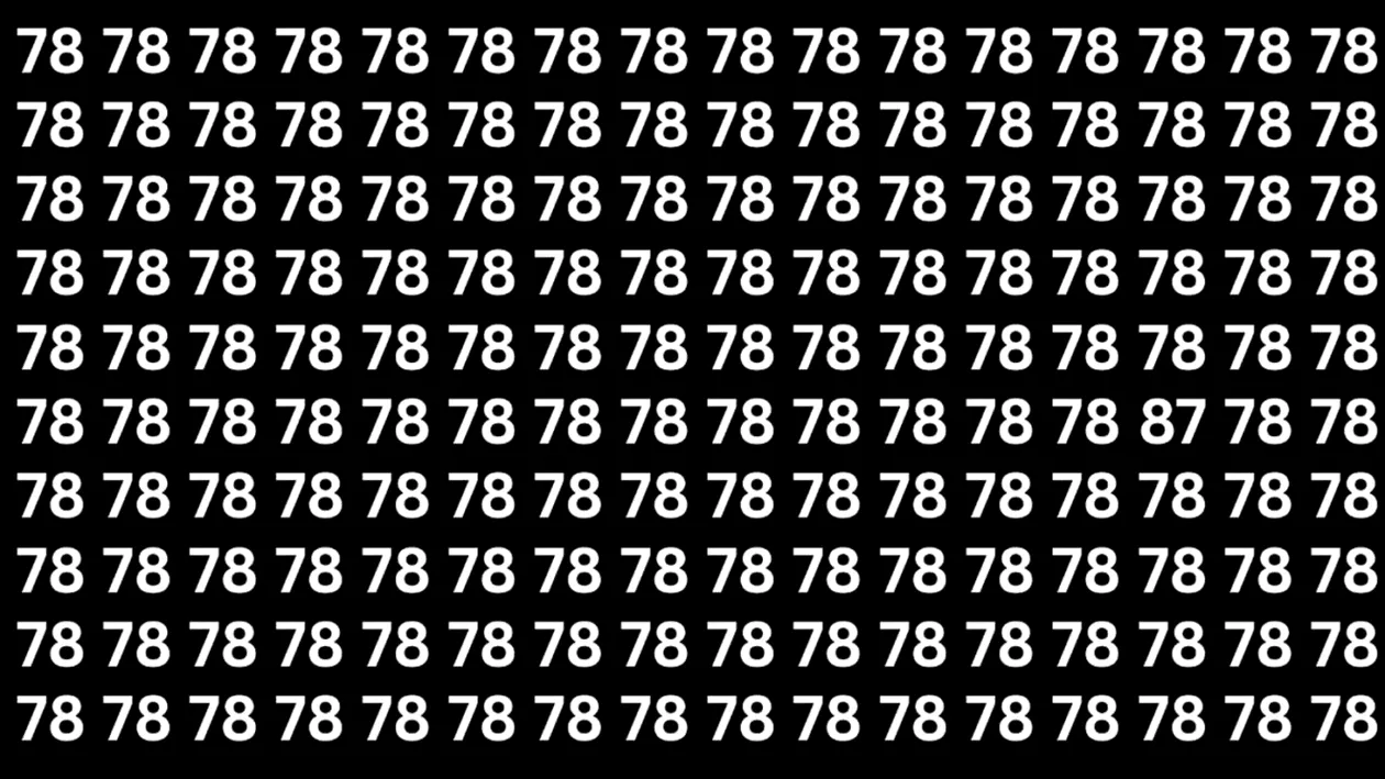 Iluzie optică virală | Găsește numărul '87' ascuns printre '78' în doar 7 secunde!