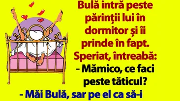 BANC | Bulă intră peste părinții lui în dormitor: Mămico, ce faci peste tăticul?