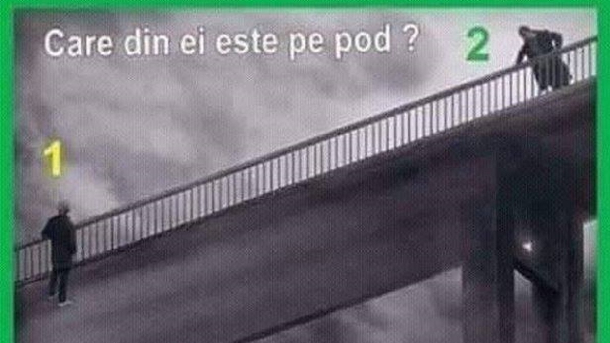 Test de perspicacitate. Doar unul dintre cei doi stă pe pod, dar cei mai mulți oameni greșesc răspunsul!