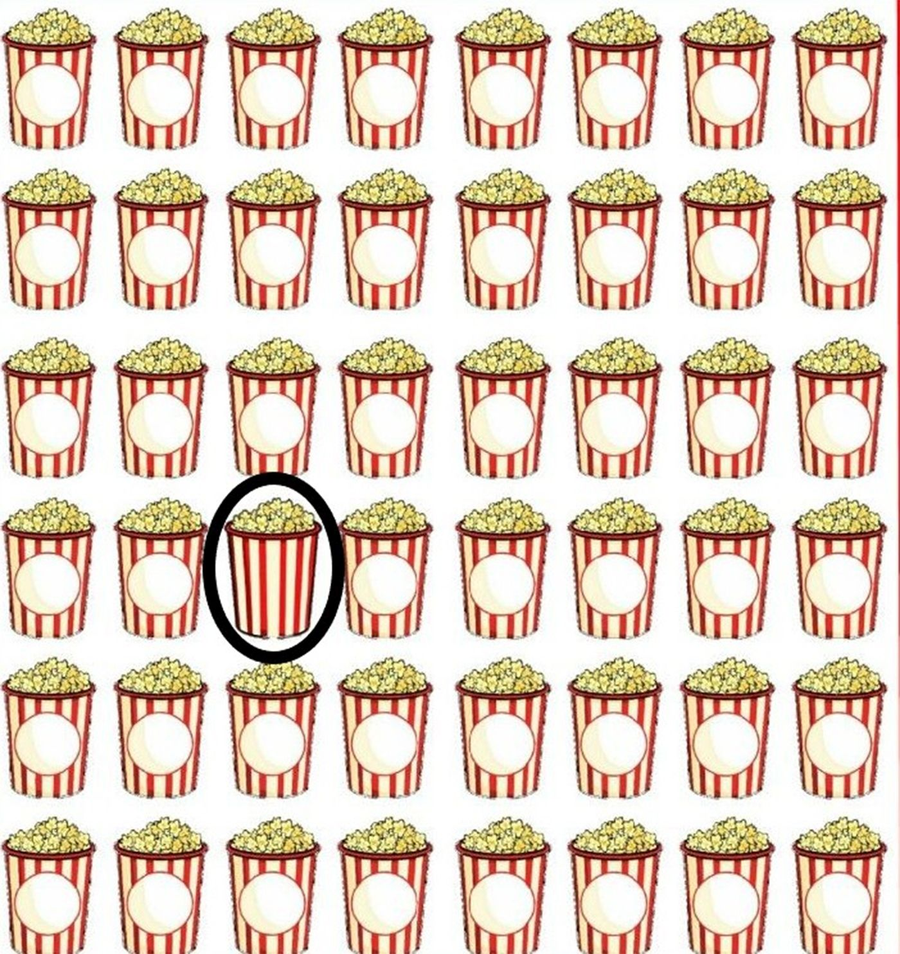 TEST IQ | O singură cutie cu popcorn dinte cele 48 este diferită. Care?