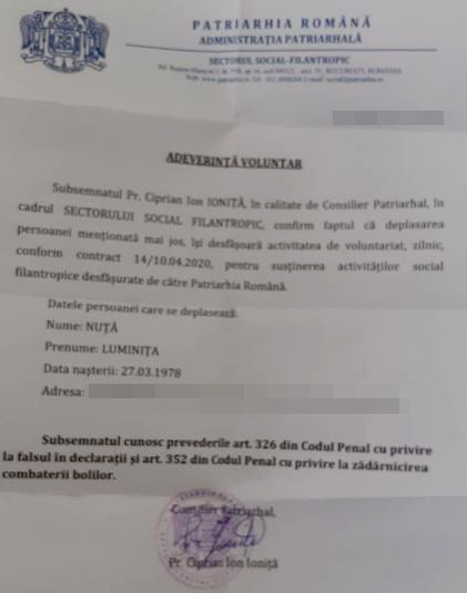 Luminița Nuță a fost voluntar inclusiv la Patriarhia Română