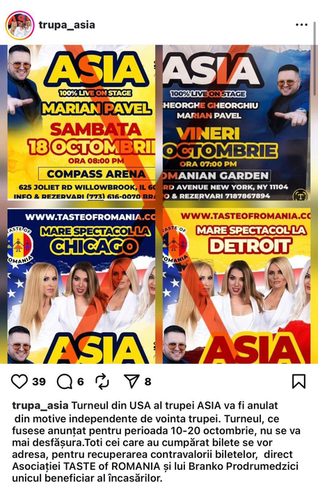 Si fetele de la trupa Asia au avut turneul anulat