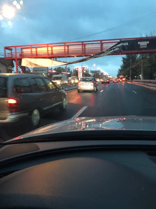 COD GALBEN în Capitală. Un copac a căzut peste o maşină de taxi, iar şoferul a fost dus la spital!