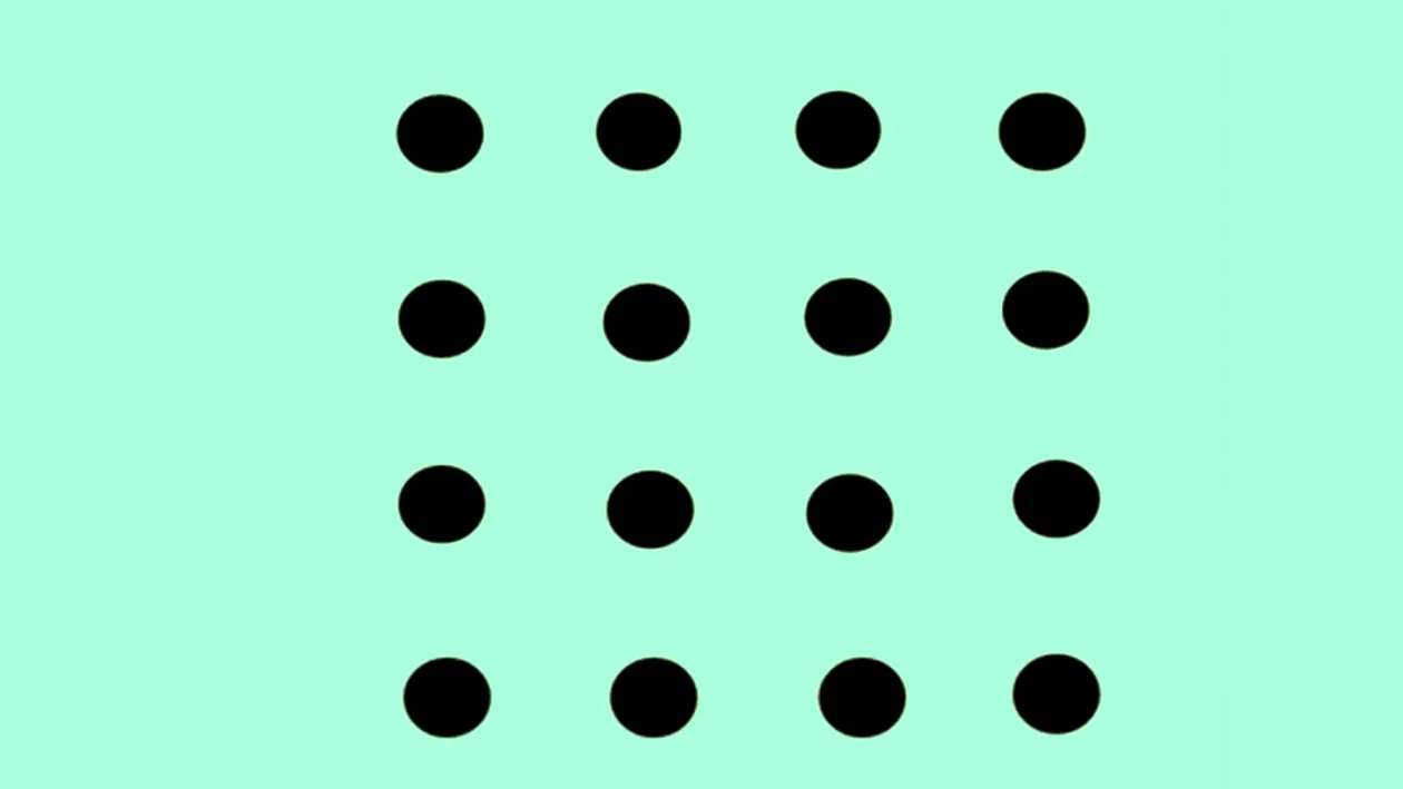 Test IQ doar pentru genii | Poți uni toate cele 16 puncte, fără a ridica pixul de pe hârtie, prin 6 linii drepte?