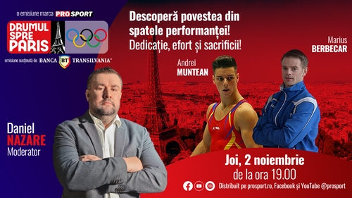 Andrei Muntean și antrenorul său, Marius Berbecar sunt invitații emisiunii ,,Drumul spre Paris’’ de joi, 2 noiembrie, de la ora 19:00