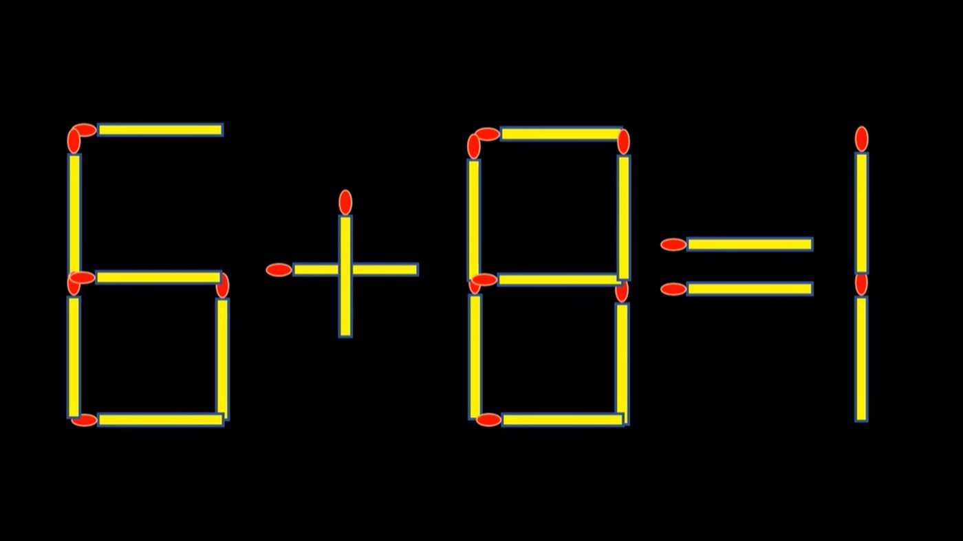 Test de inteligență | Mutați 2 bețe de chibrit pentru a corecta 6 + 8 = 1