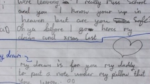 Un copil a legat o scrisoare de un balon şi a încercat să i-o trimită în ceruri tatălui său. Ce îşi doreşte de Crăciun
