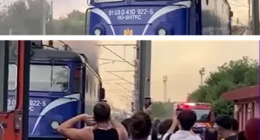Incendiu la locomotiva unui tren de pasageri în Constanța: circulația a fost blocată temporar