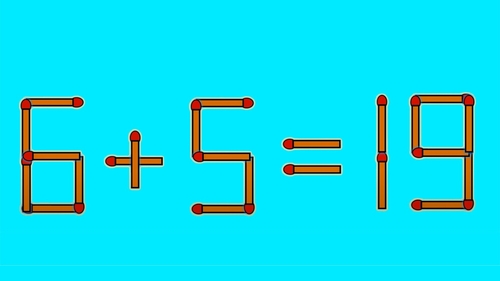 Test de inteligență | Mutați un singur chibrit, pentru a corecta 6 + 5 = 19