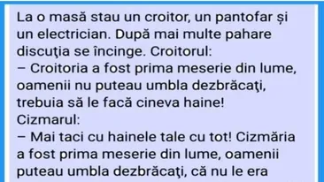 BANC | La o masă stau un croitor, un pantofar și un electrician