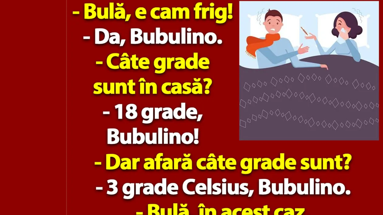 BANC | Bulă, e cam frig. Câte grade sunt în casă?