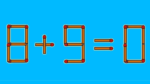 Test de inteligență | Mutați un singur chibrit pentru a corecta 8 + 9 = 0