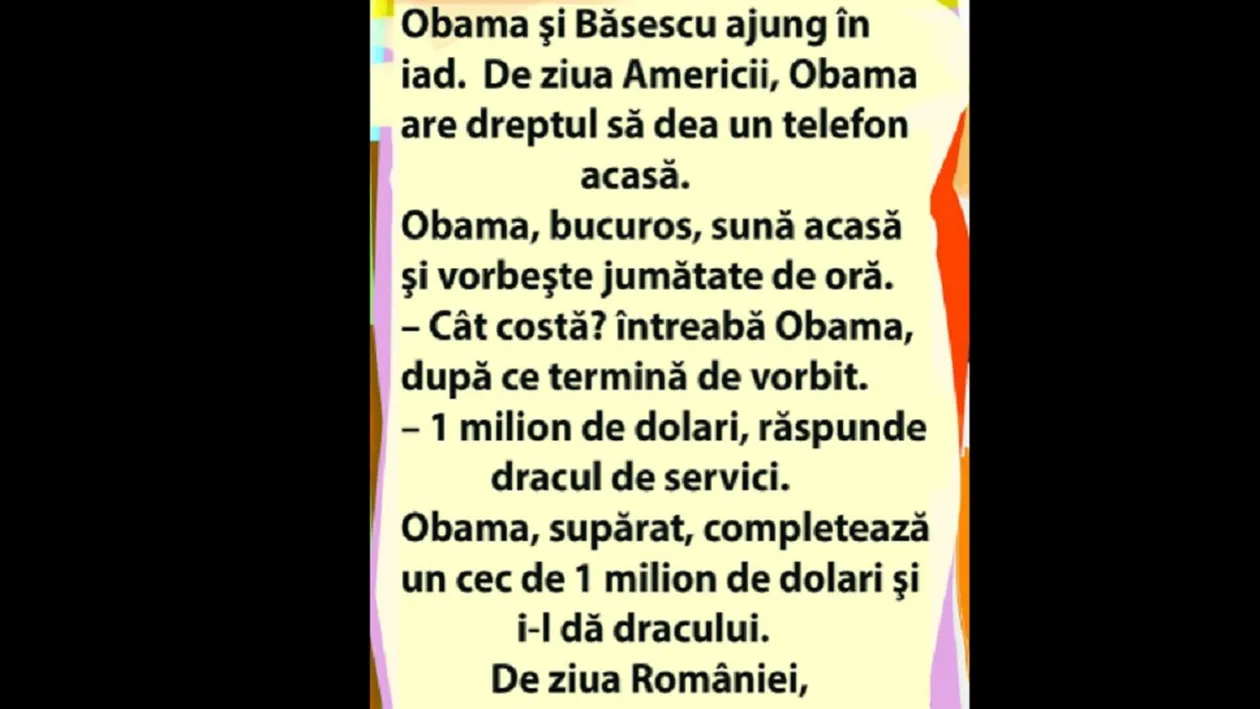 BANC | Obama și Băsescu ajung în iad. Cei doi au voie să dea un telefon acasă