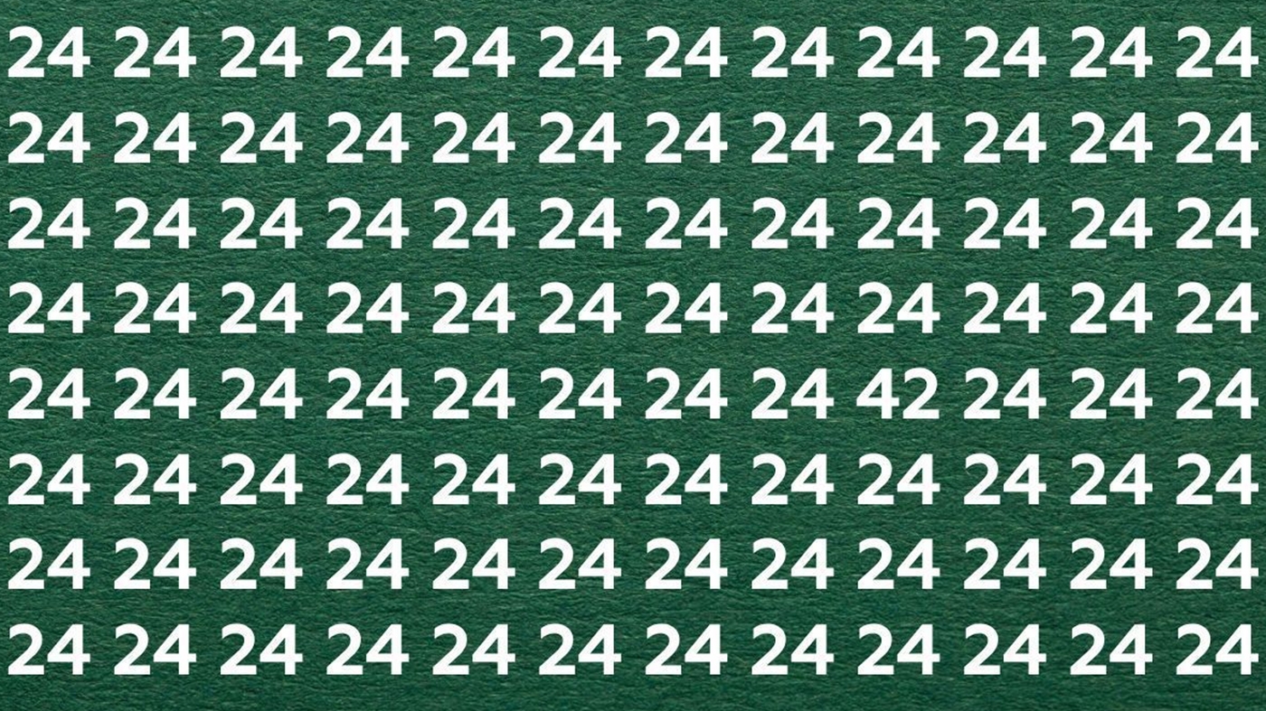 Test de perspicacitate | Doar 1 dintre 10 oameni îl găsește în 7 secunde: Identificați singurul număr diferit de 24!