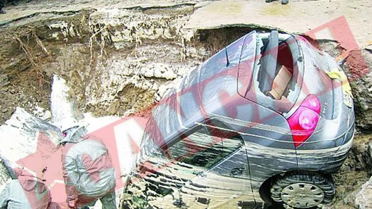 S-a afundat cu masina in asfalt