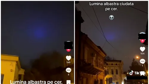 Fenomen straniu pe cerul din București, noaptea trecută. O lumină albastră bizară i-a speriat pe oameni