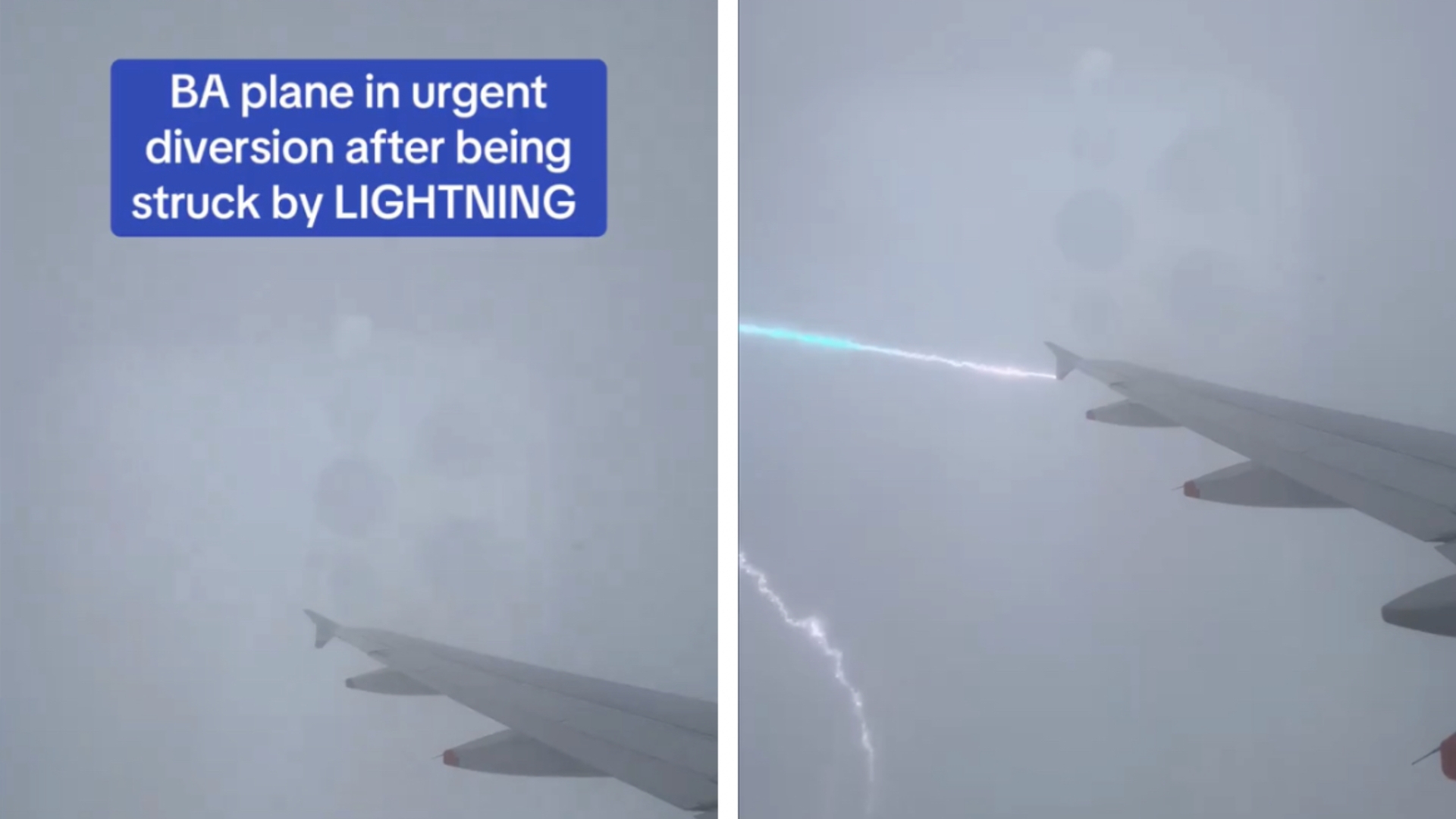 Momentul în care un fulger loveşte un avion al companiei British Airways. VIDEO ȘOCANT
