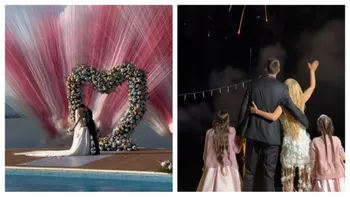 Foc de artificii fabulos, un tort special și o ținută atipică. Noi imagini de la nunta Andreei Bălan cu Victor Cornea