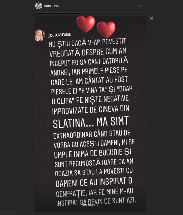 Andra, în lacrimi după ce a primit un mesaj emoționant. Gestul făcut de soția lui Cătălin Măruță