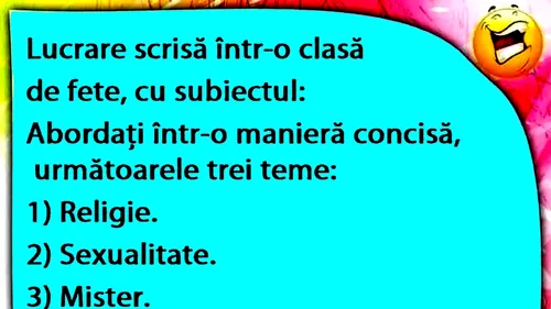 BANC | Lucrare scrisă, într-o clasă de fete