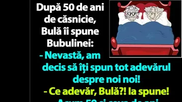 BANC | Bulă îi spune Bubulinei adevărul, după 50 de ani de căsnicie