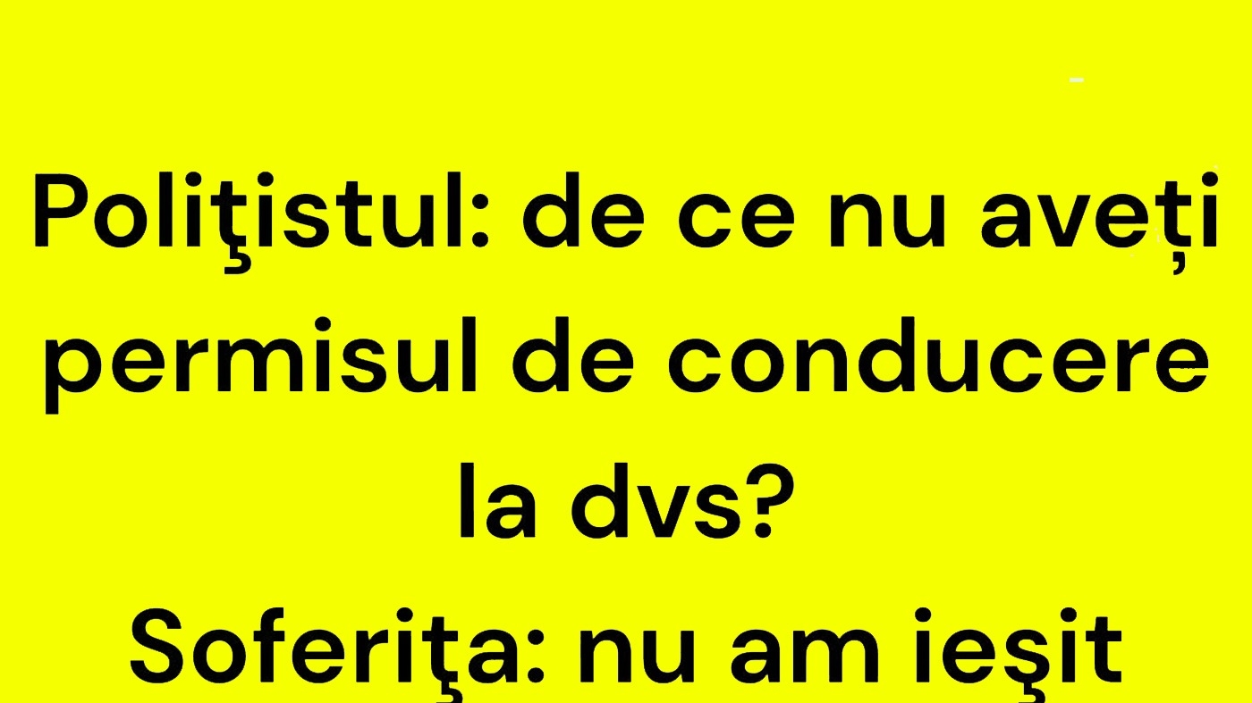 BANCUL ZILEI | Polițistul și șoferița fără permis de conducere