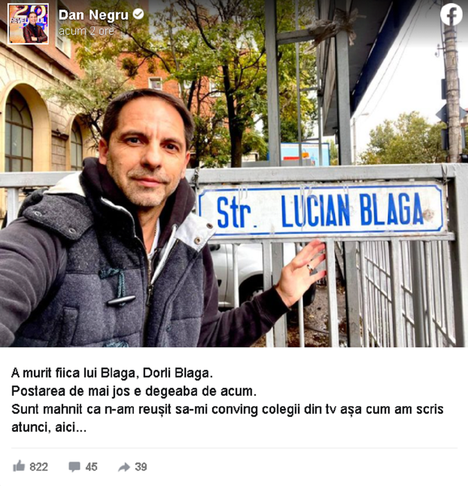 A murit fiica poetului Lucian Blaga! Dan Negru a transmis un mesaj dureros: ”Sunt mâhnit că nu am reușit…”