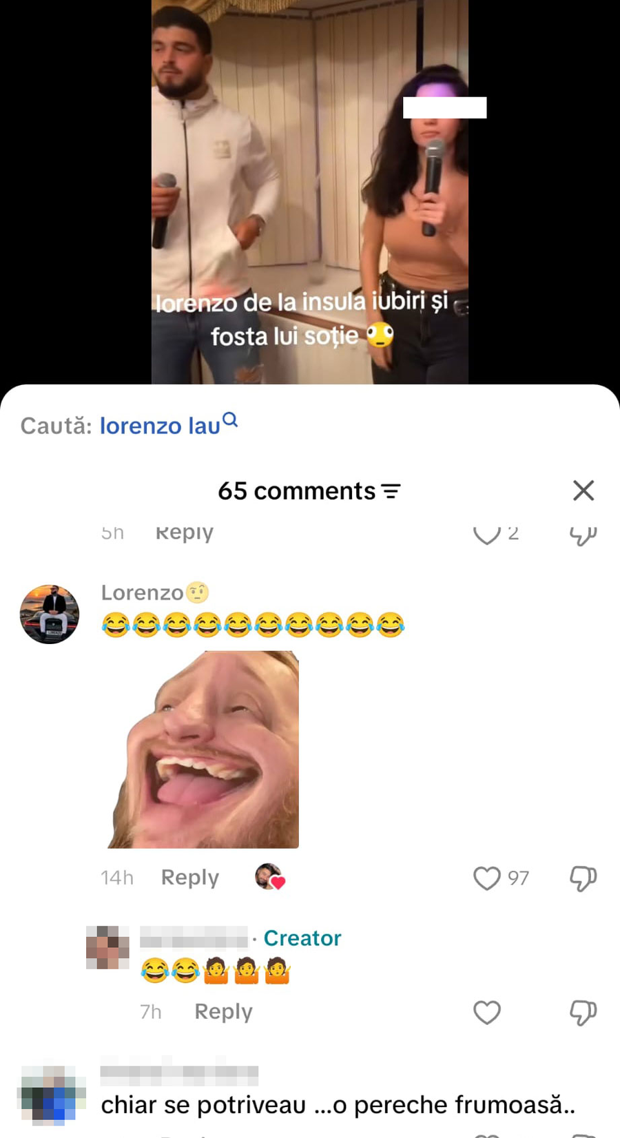 Reacția lui Lorenzo în urma speculațiilor despre fosta soție/ sursa foto: TikTok