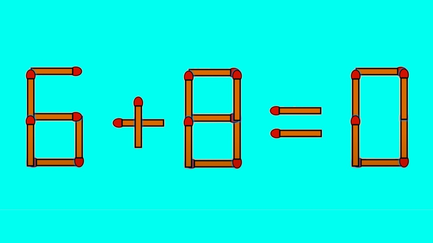 Test IQ cu chibrituri | Corectați 6 + 8 = 0, mutând un singur băț