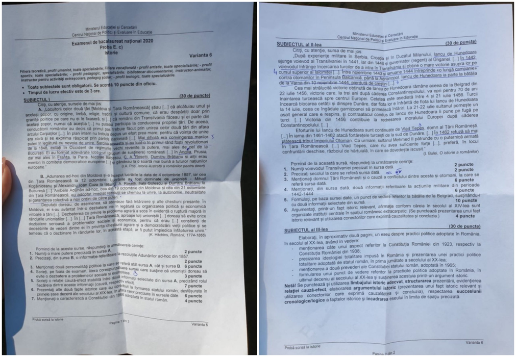 Subiecte BAC la Istorie. Ce a picat în 2020 la Bacalaureat. Emoţii uriaşe