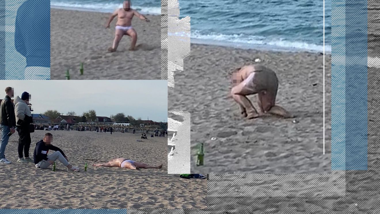 Haos în Vama Veche! ”Mort” de beat, zace în nisip, sub ochii prietenilor! A rămas doar în boxeri și…