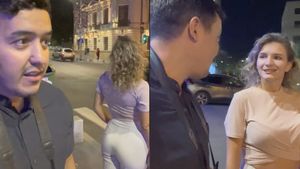 Imagini virale cu un turist din SUA! Cum a "agățat" o româncă în București: "E primea mea noapte în România. Vrei să mă.."