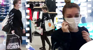 Simona Halep a umplut o sacoșă de rafie la shopping și a cărat-o pe umăr, ca pe o geantă de echipament