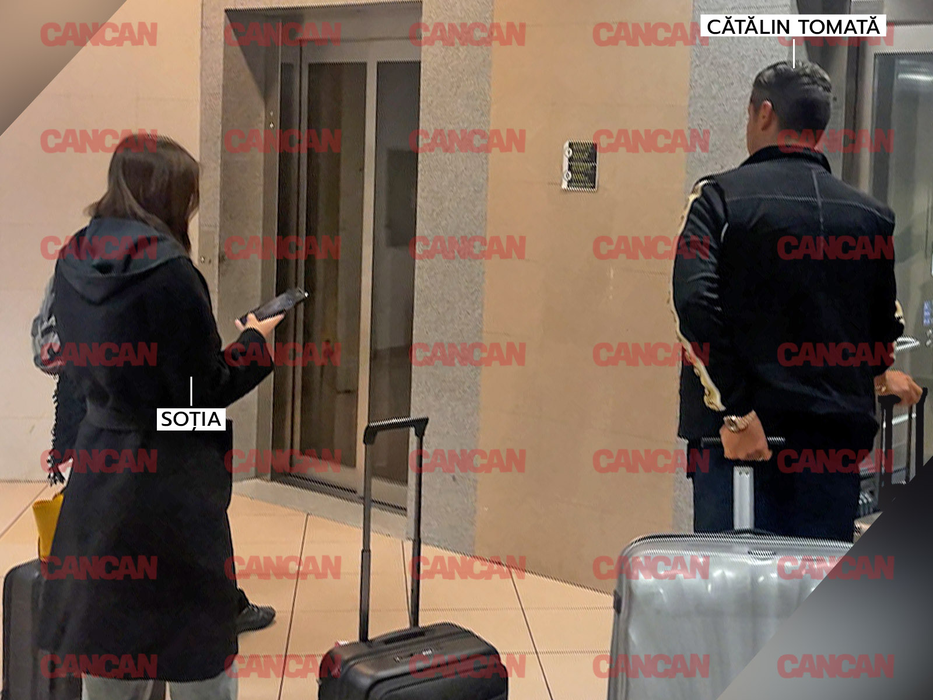 Cătălin Tomată și soția în aeroport
