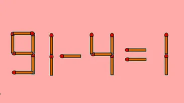 Test IQ exclusiv pentru genii | Corectați 91 - 4 = 1, mutând un singur chibrit