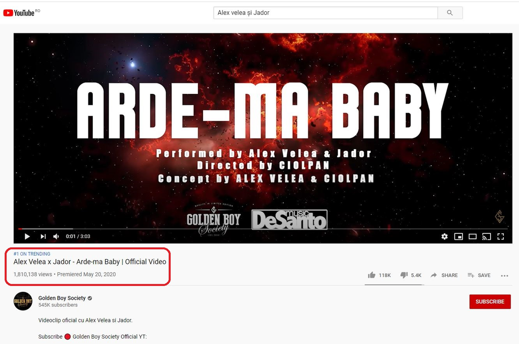 Alex Velea și Jador, nr. 1 în trending pe YouTube cu noua lor melodie! Cum sună versurile care au cucerit aproape 2 milioane de oameni și ce poziție ocupă Vulpița și Rafaelo în clasament